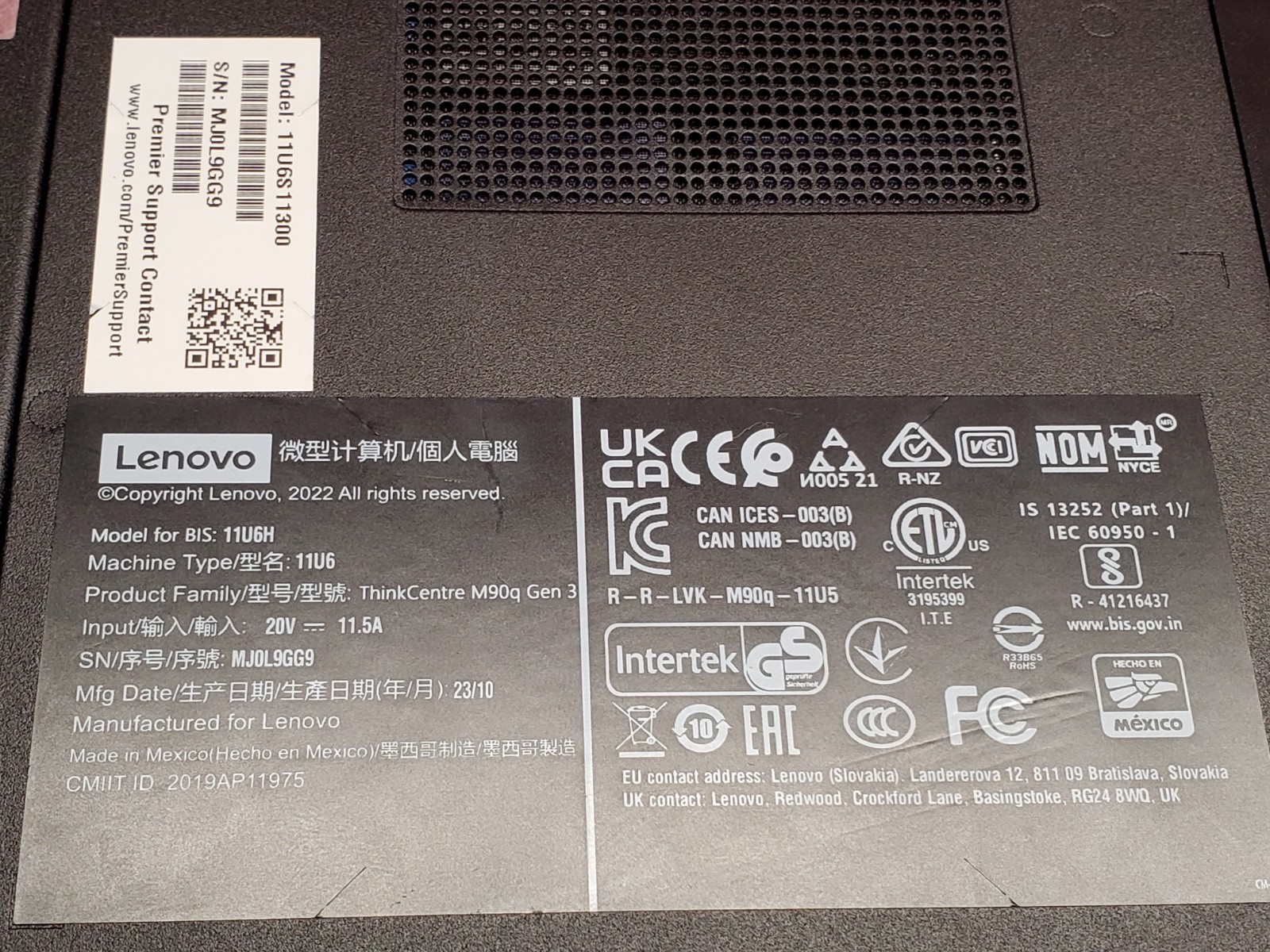 Lenovo ThinkCentre M90q Gen 3 i9-12900 2.40 GHz No RAM/256 GB SSD/#2940