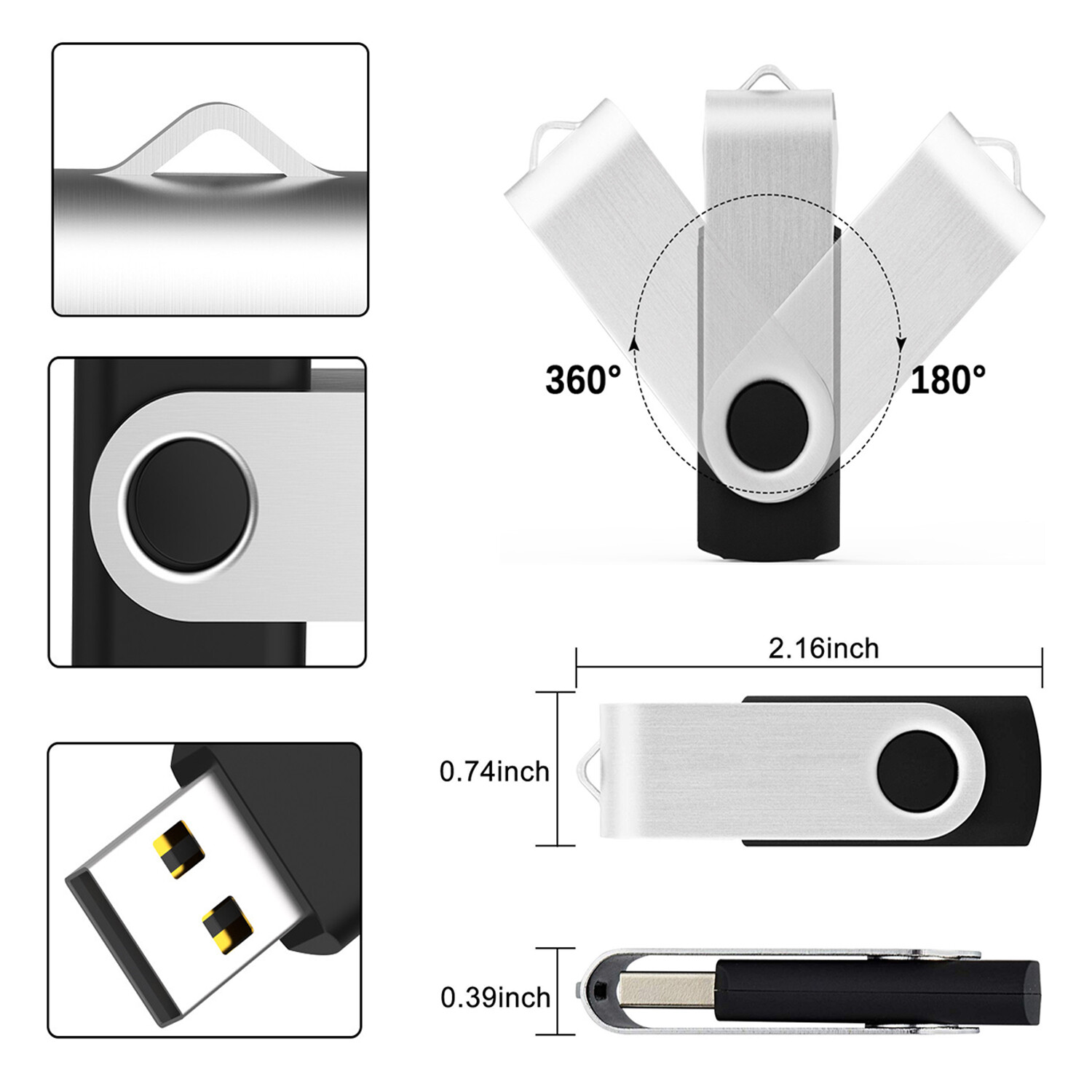 4GB USB 2.0 Flash Drive Memory Stick Swivel Thumb Drive Stick Pen Drive Lot