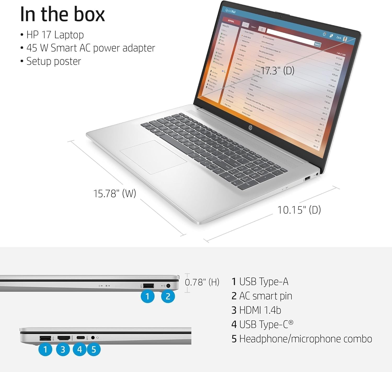 2025 HP 17.3″ Laptop AMD Ryzen 5 7430U 16GB RAM 512GB SSD Windows 11 Pro