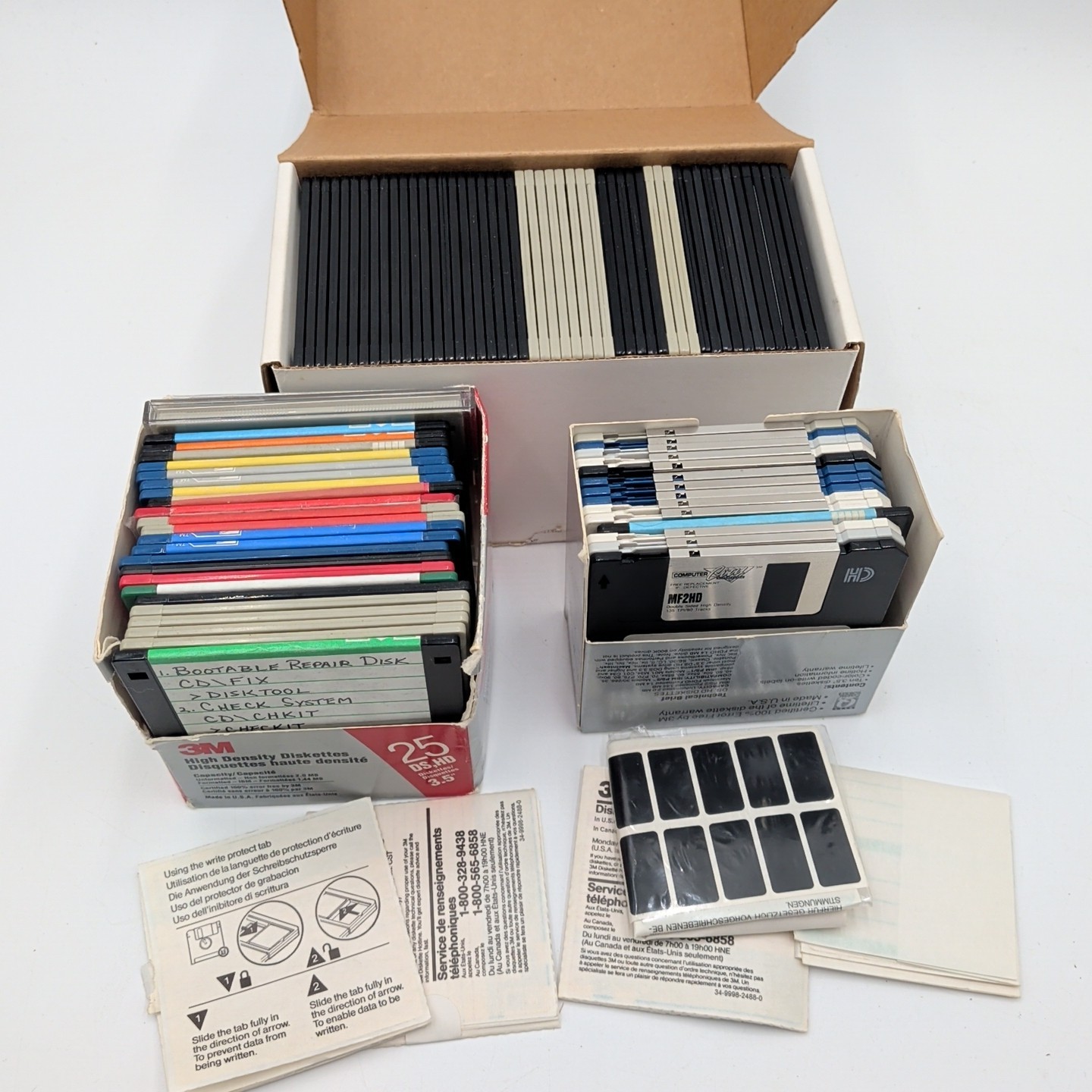 88 Vintage lot of 3.25″ Floppy disk Mixed Brands 88 Diskettes Drivers Boot Discs