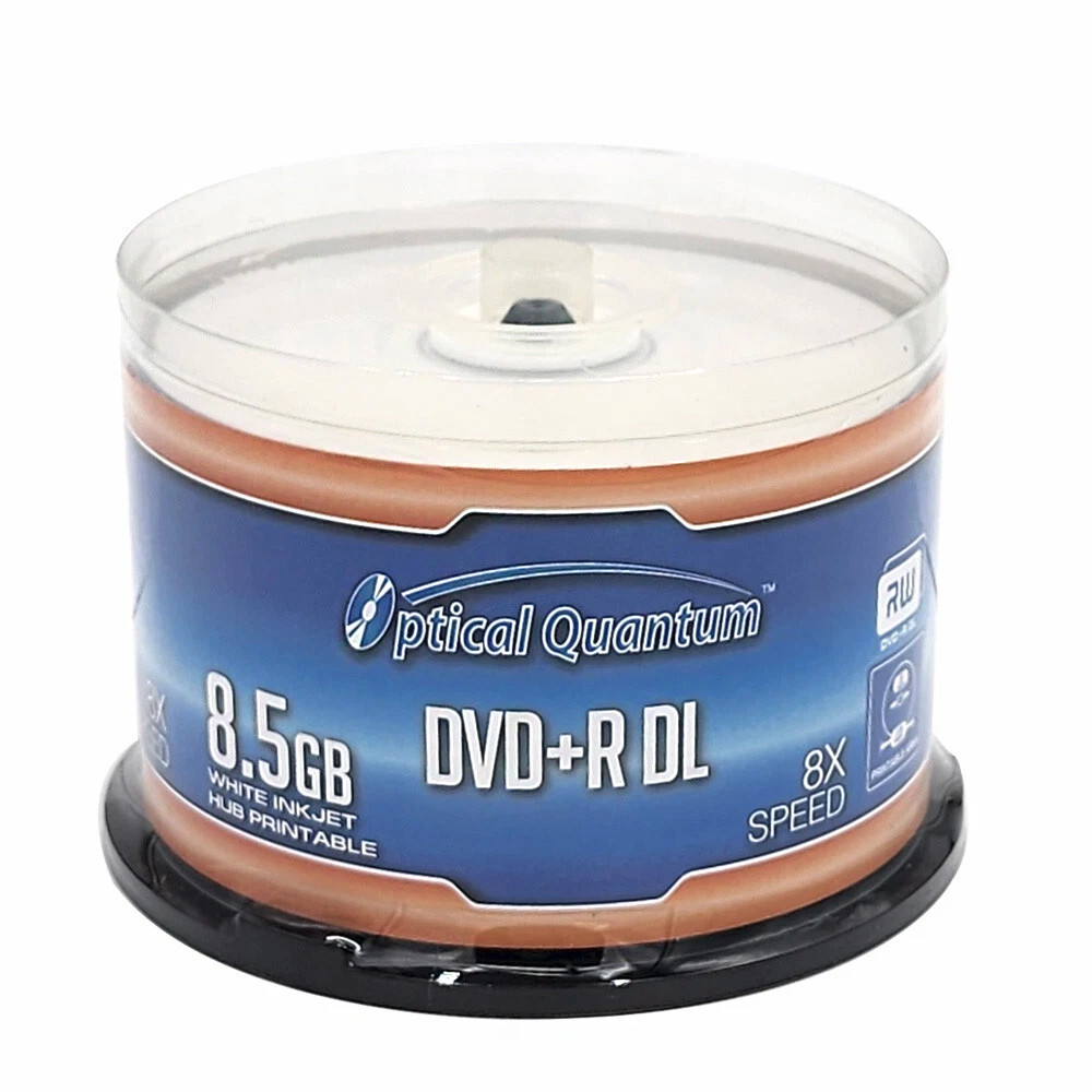 50 OQ 8x 8.5GB DVD+R DL Double Layer White Inkjet HUB Printable OQDPRDL08WIP-H