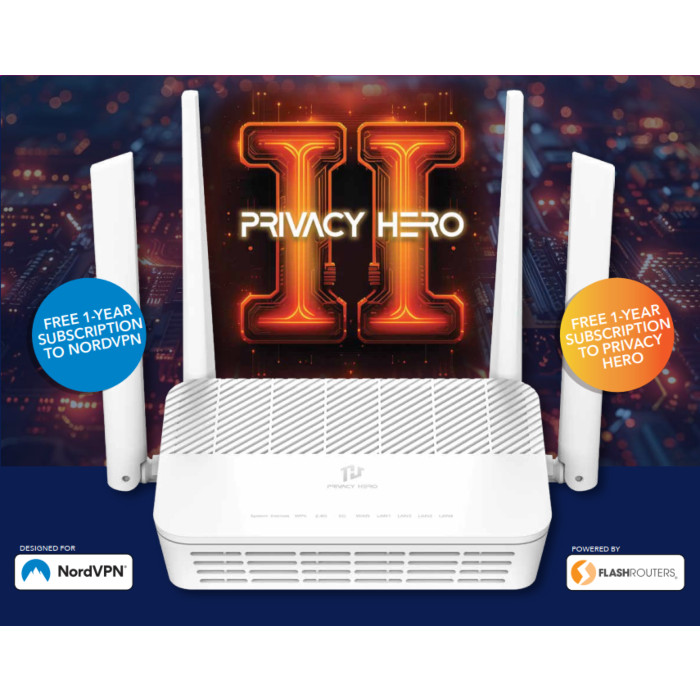 Privacy Hero 2 VPN Router – Free 1 Year NordVPN & Free 1 Year Privacy Premium