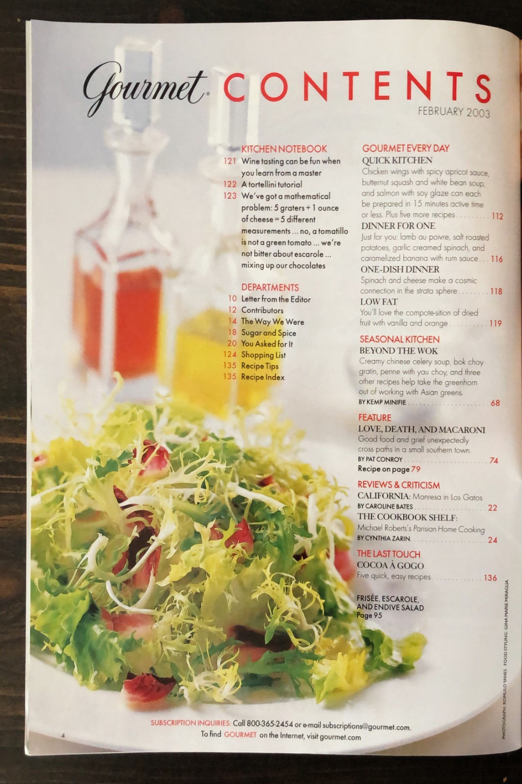 2003 Gourmet Magazine – Lot of 1 (February)