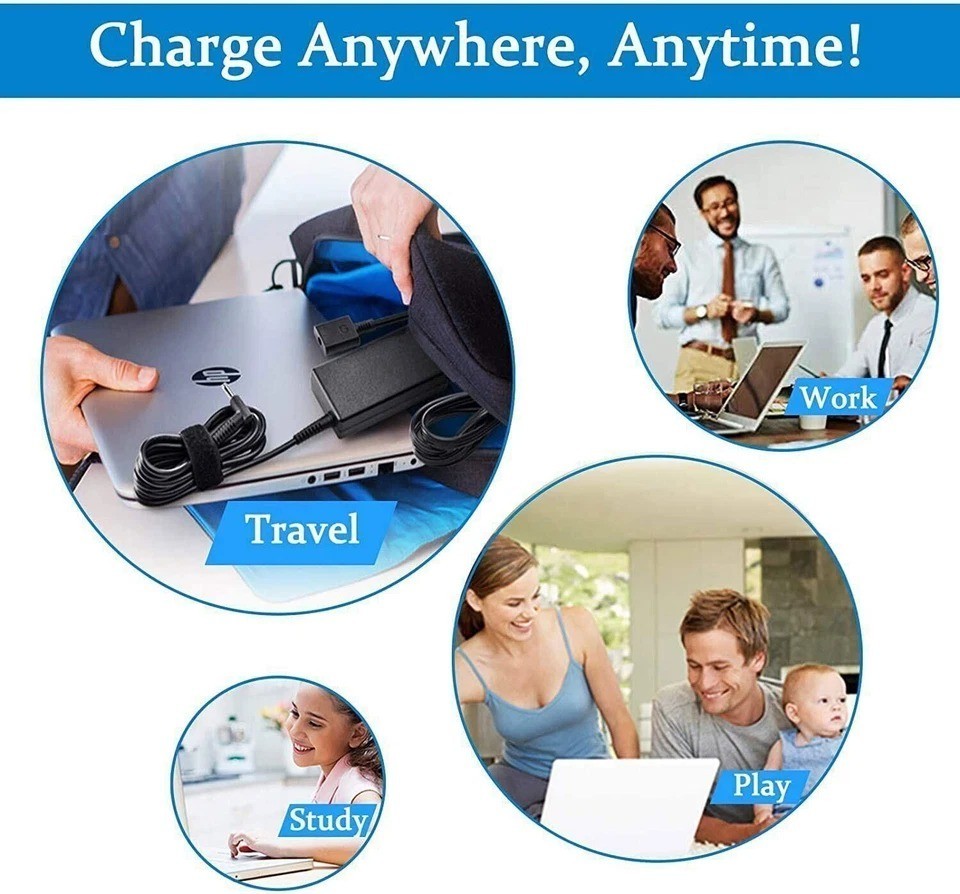AC Input: 100-240V 50-60Hz, Output: DC 19.5V 3.33A 65W Blue Tip Laptop Charger