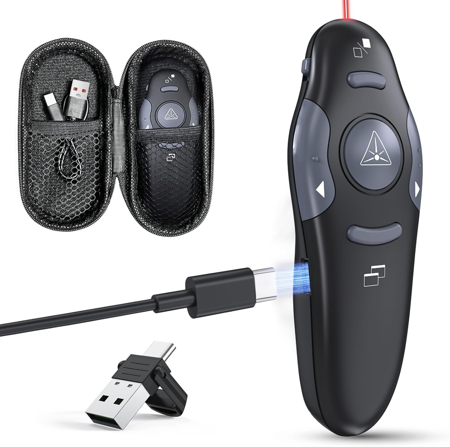 USB C Rechargeable Wireless Presenter Remote Powerpoint Clicker Storage Case