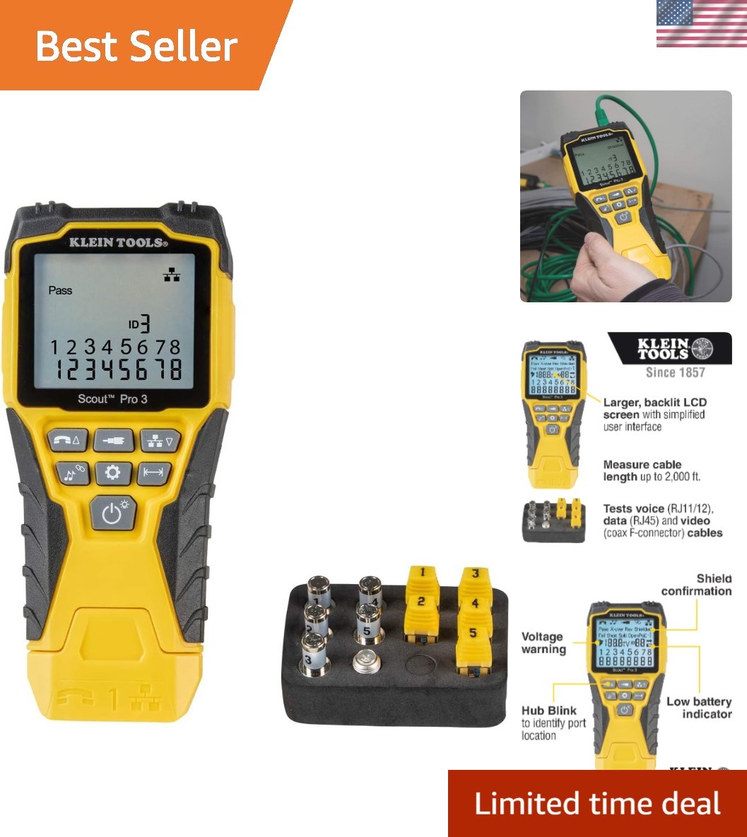 Versatile 851 Cable Tester Kit with Scout Pro 3 for Ethernet and Coax Operations