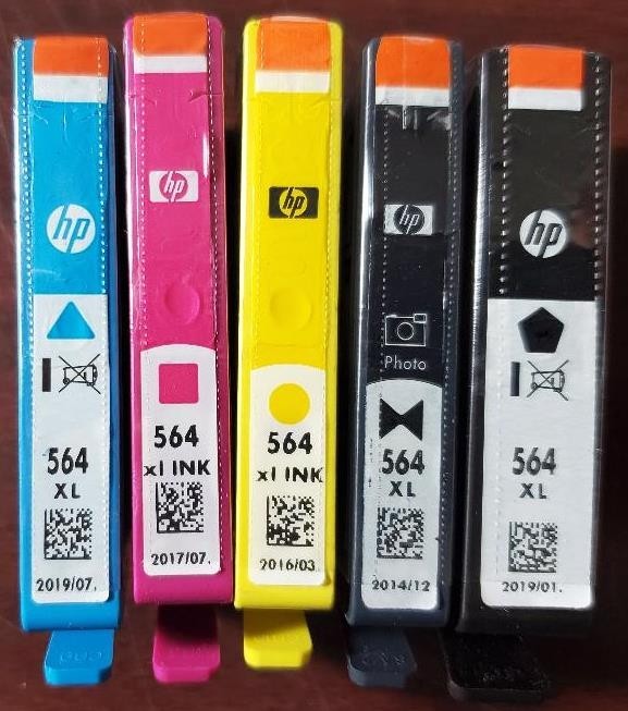 Set of 5 GENUINE HP 564XL High Yield INKJET CARTRIDGES NO BOX SEALED SLEEVE