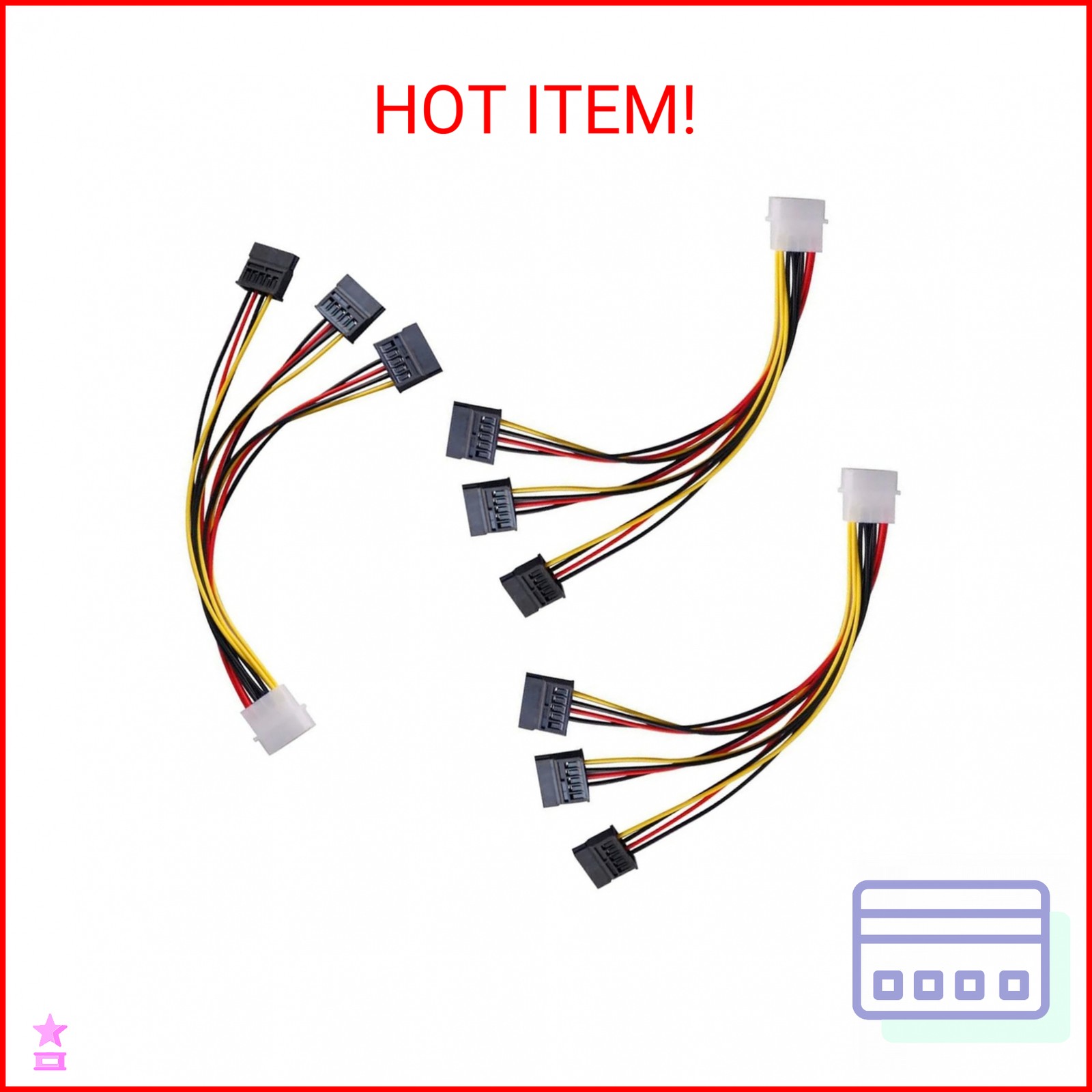 ThtRht 3 Pack 4Pin Molex to 3X Sata 15Pin Splitter Connector Power Supply Cable