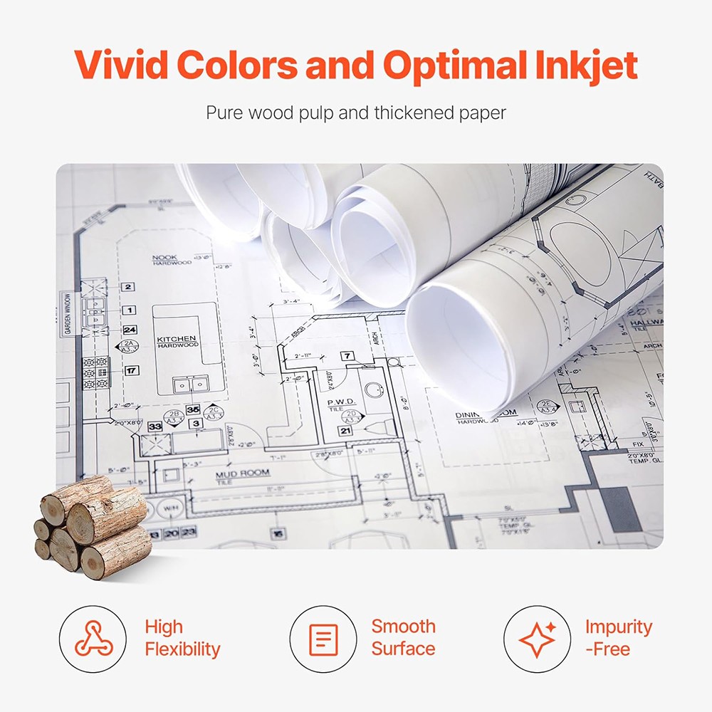 24″ x 150′ / 36″ x 150′ CAD Bond Plotter Paper – 80gsm Wide Format Roll 1-4 Roll