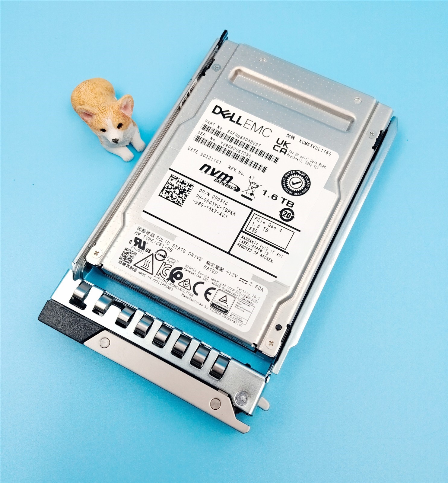Dell 1.6TB NVMe U.2 PCIe Gen4 2.5″ SSD P03YC 0P03YC w/ 14G Tray R640 R740