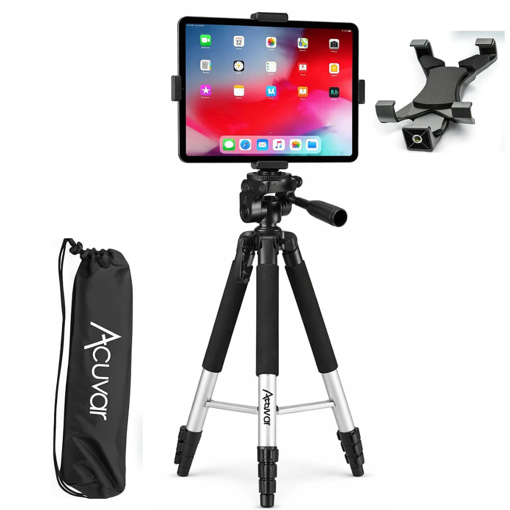 57″ Heavy Duty Universal Floor Tablet Tripod Stand Adjust for iPad Pro 4.7-11″