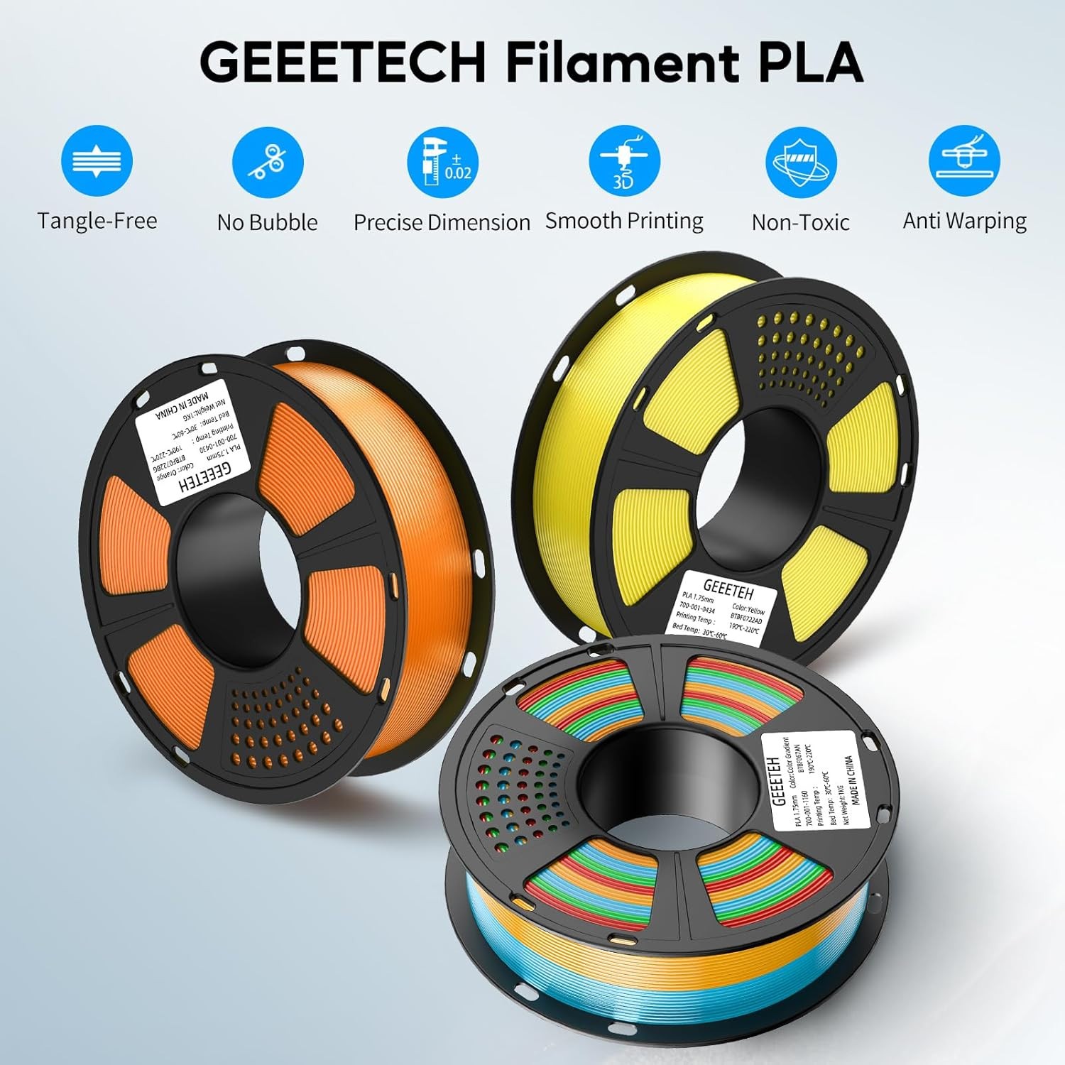 SALE！GEEETECH 3D Printer Filament PLA/ABS+/PETG/TPU 1.75mm 1KG Various Color NEW
