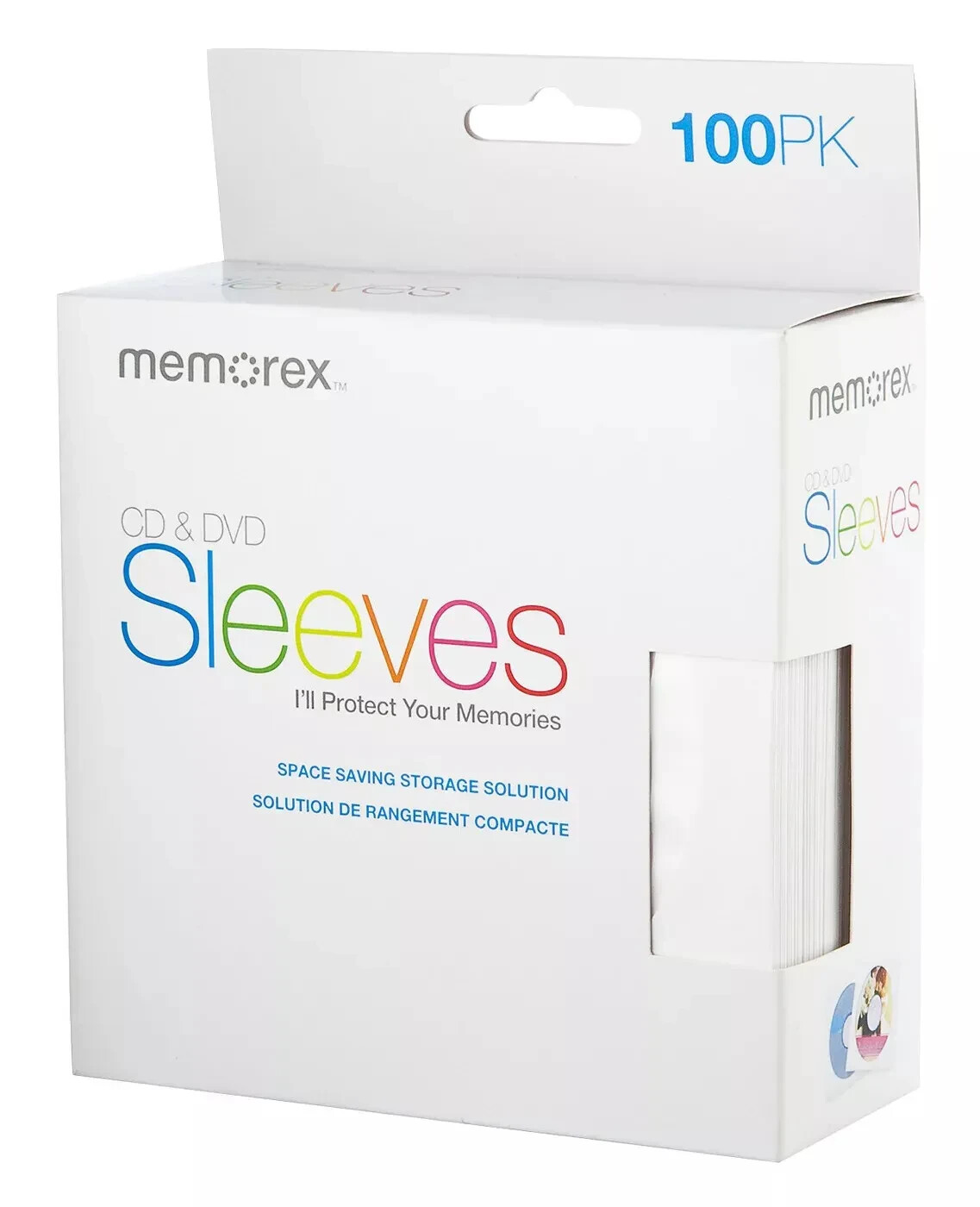 Memorex 6x 100PK CD/DVD White Paper Sleeves w Window&Flap ,FREE SHIP