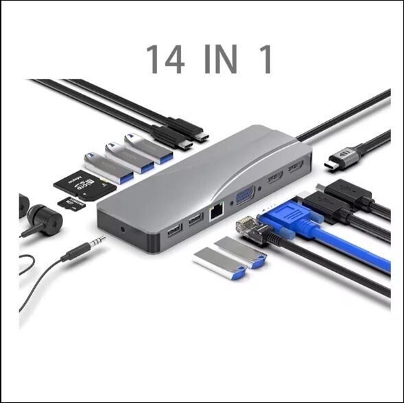 USB C Docking Station Adapter – 4K HDMI, USB 3.0, Ethernet, SD Card Reader