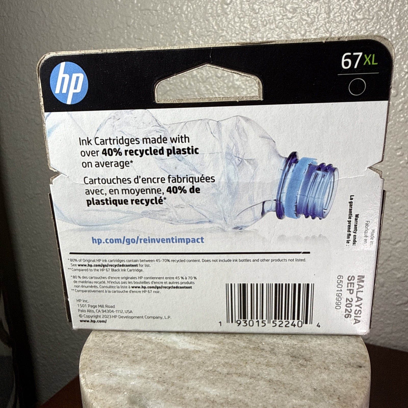 Genuine HP 67XL 3YM57AN Black Original High Yield Ink Cartridge OEM 09/2026