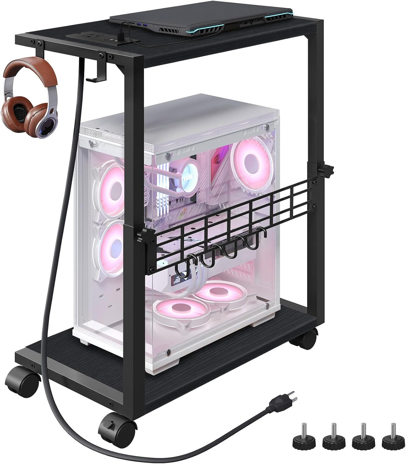 PC Stand, Height Adjustable Computer Tower Stand, 19.7″-31.5″ H, Computer Cart w