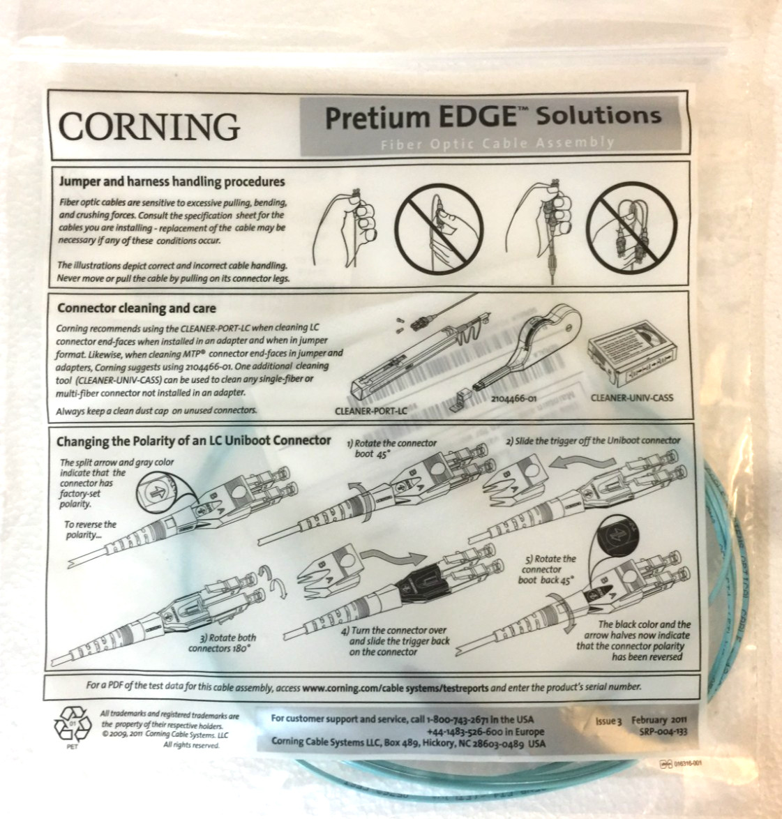 NEW CORNING 2M 6ft LC-LC MM 10Gb OM3 Aqua Fiber Cable for 10G SFP Fast Shipping!