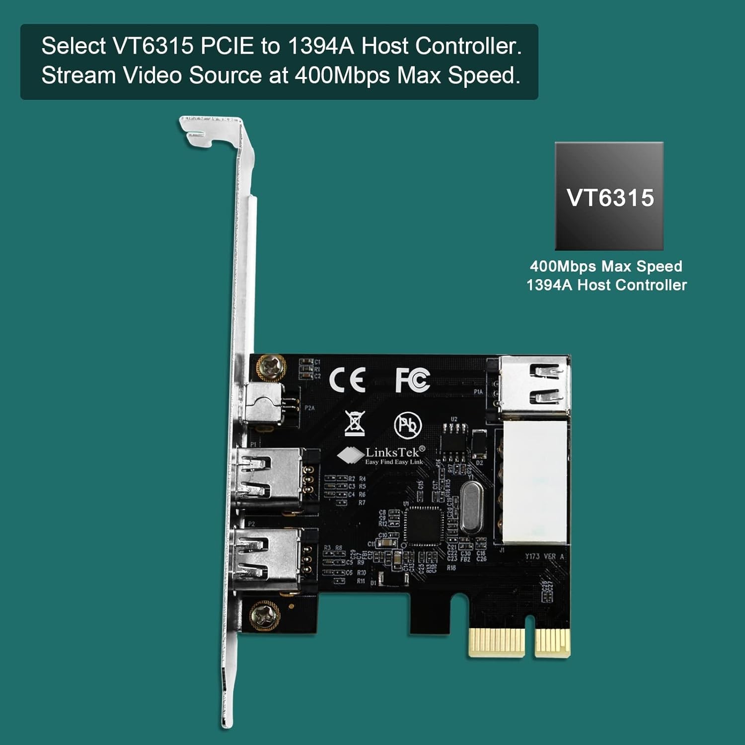 PCIE-1394A 4-Port FireWire Card for Fast 400Mbps Data Transfer & Legacy Devices