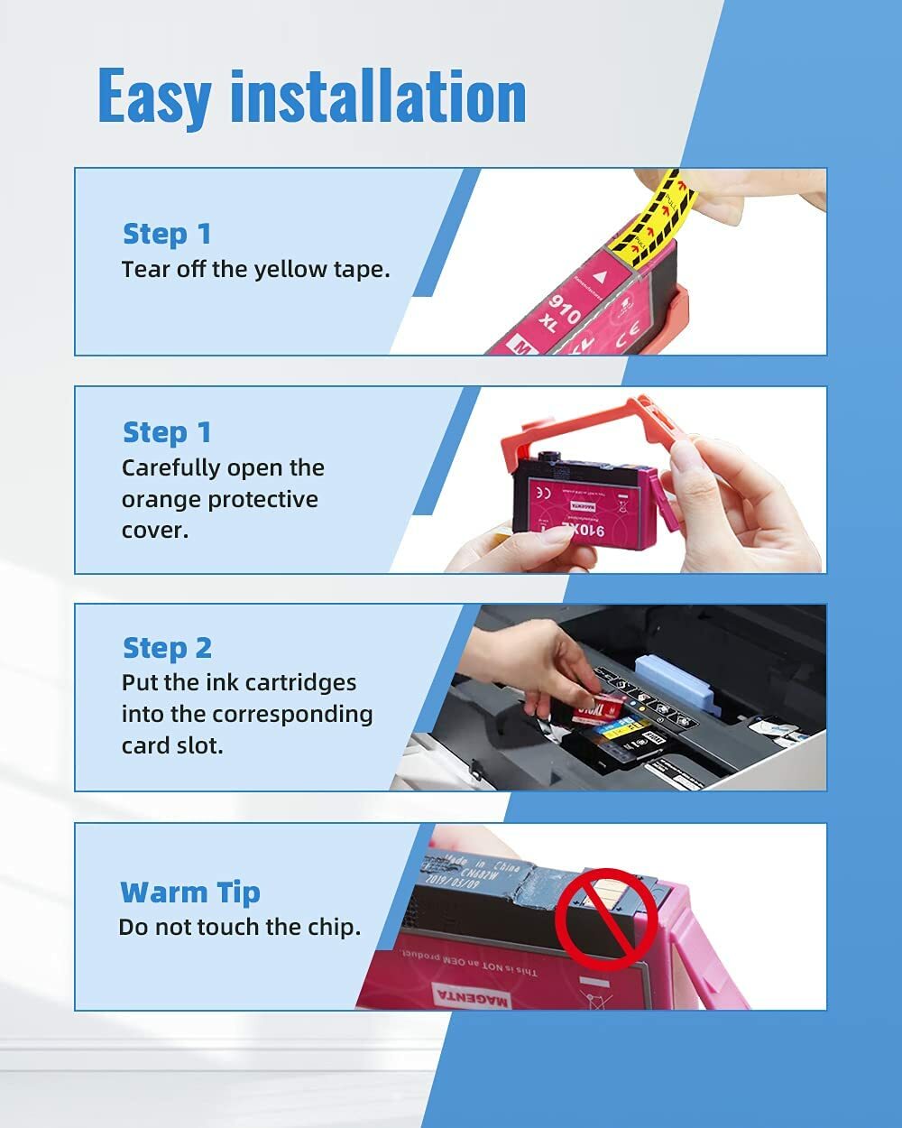 Ink Cartridge Replacement for HP 910 XL 910XL Officejet 8022 8010 8015