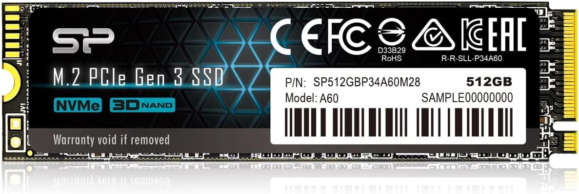 Silicon Power 512Gb Nvme M.2 Pcie Gen3x4 2280 Ssd (Sp512gbp34a60m28)