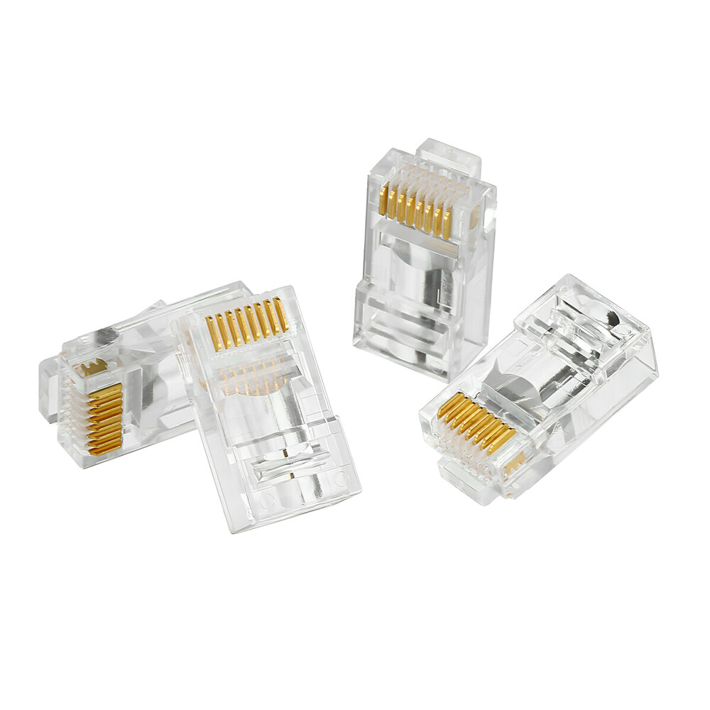RJ45 End Pass Through Connector CAT5e UTP Gold Plated Modular Plug 8P8C Lot PACK