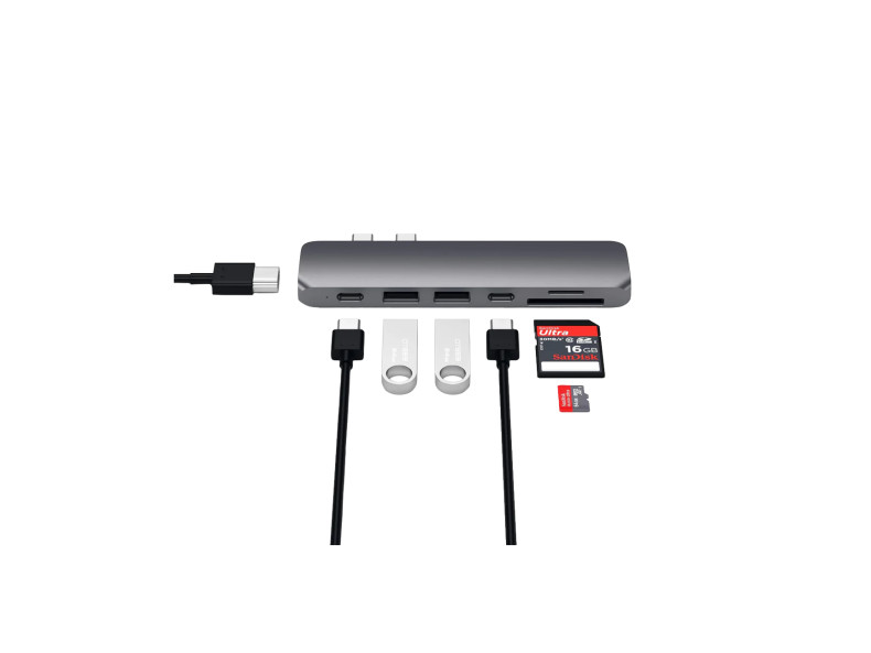 New Satechi Aluminum Type-C Pro Hub Adapter ST-CMBPM Space Grey