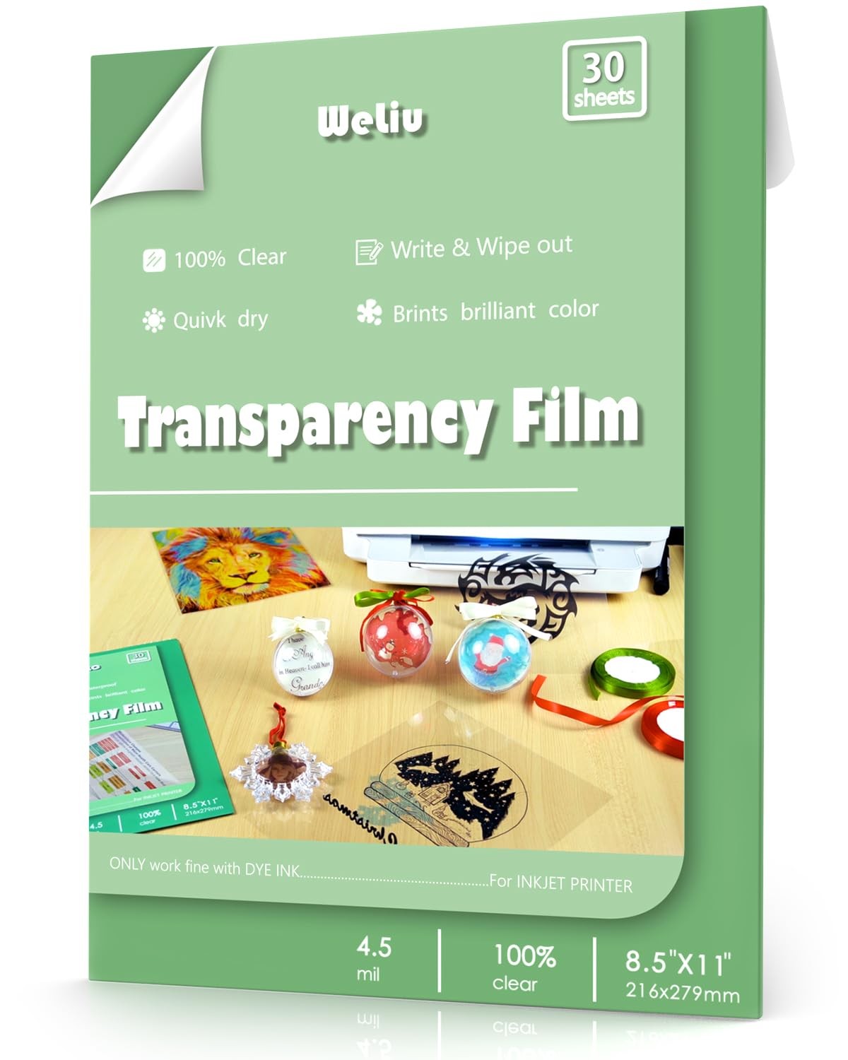 30 Sheets Inkjet Transparency Film, Clear Acetate 8.5×11″, Overhead Projector