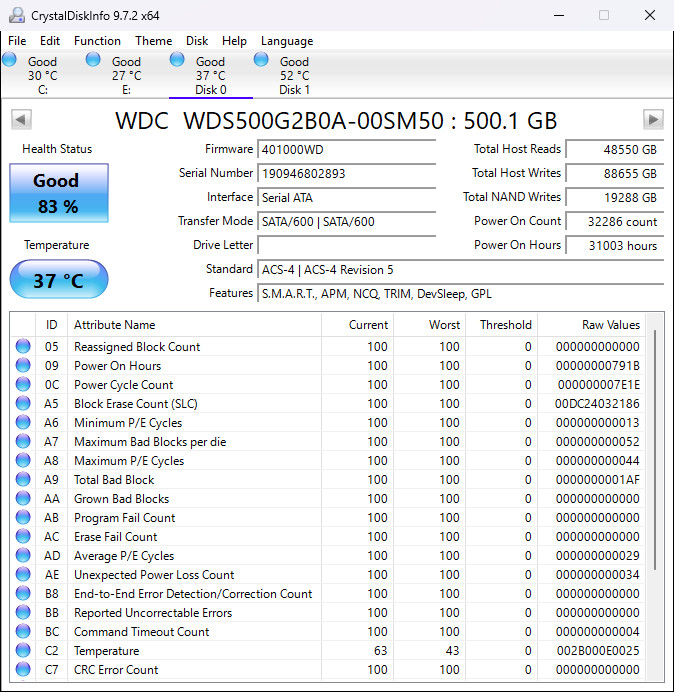 Western Digital Blue 3D NAND 500GB Internal 2.5″ (WDS500G2B0A) SSD
