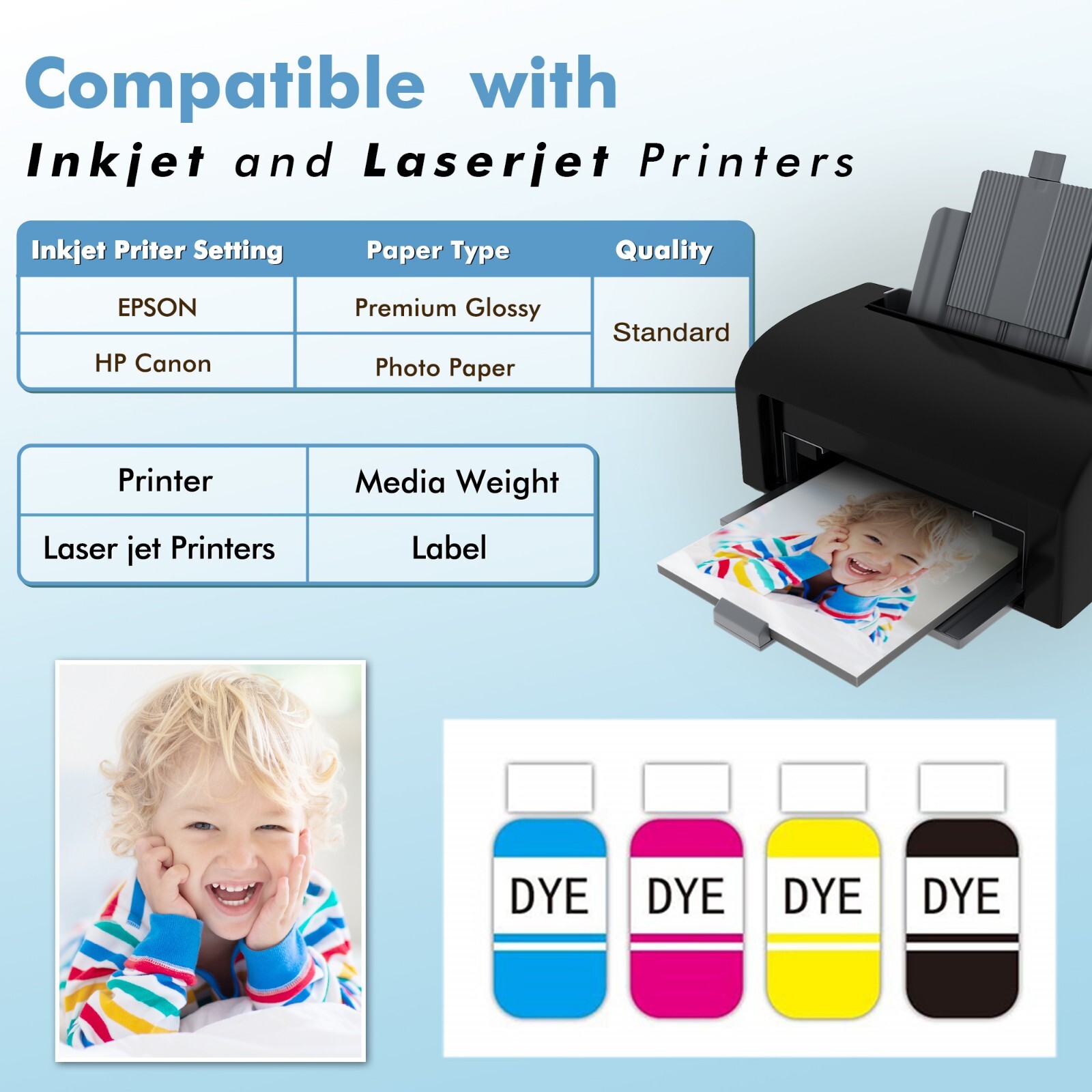 Lot 100-300PK Koala Premium Photo Paper 8.5×11 Semi Glossy 48lb Inkjet + Laser