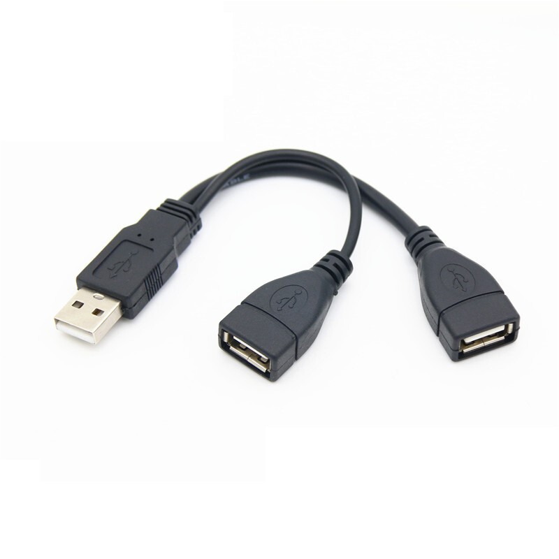 USB 2.0 A Male To 2 Dual USB Female Jack Y Splitter Hub Power Cord Adapter Cable