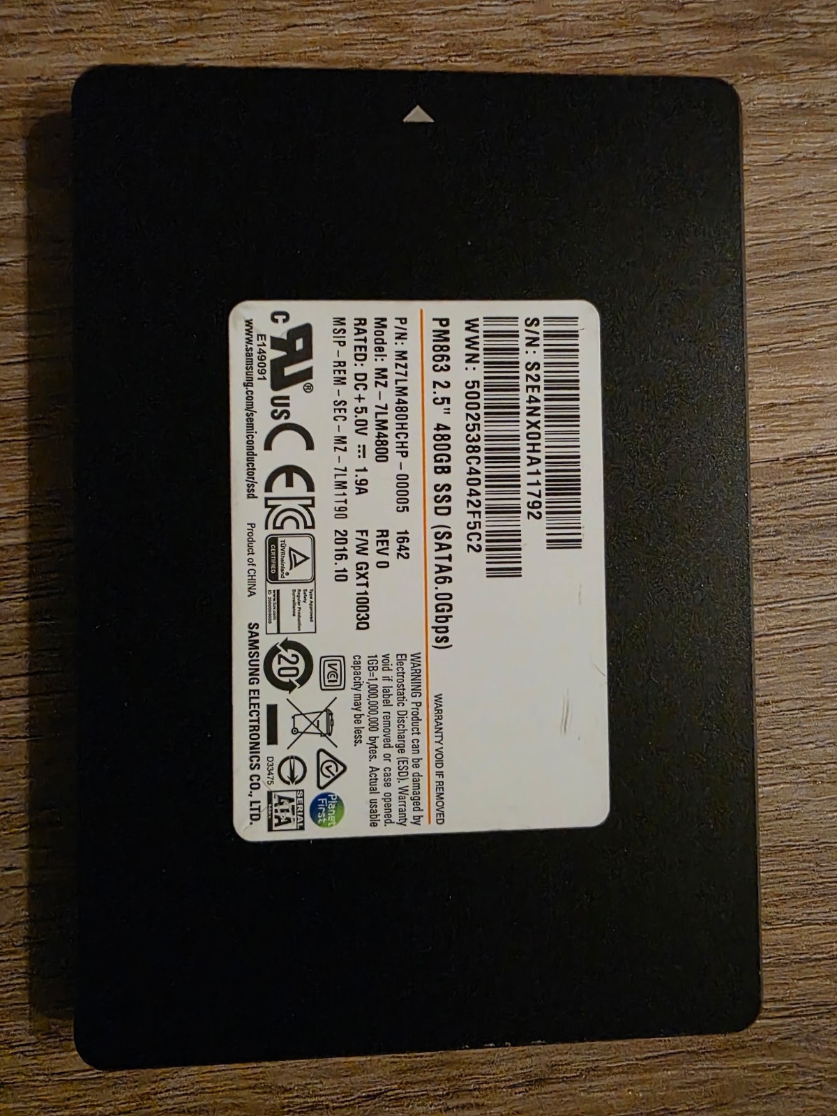 Samsung PM863 480GB 2.5″ SATA III 6Gb/s Enterprise SSD (MZ-7LM4800 / MZ7LM480HCH