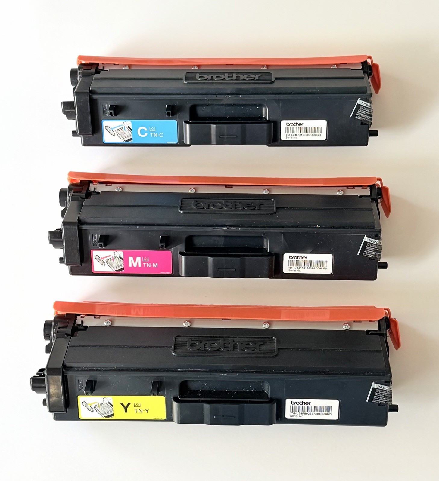 Genuine Brother OEM Color Toner Cartridges CMY, Lot of 3, Untested