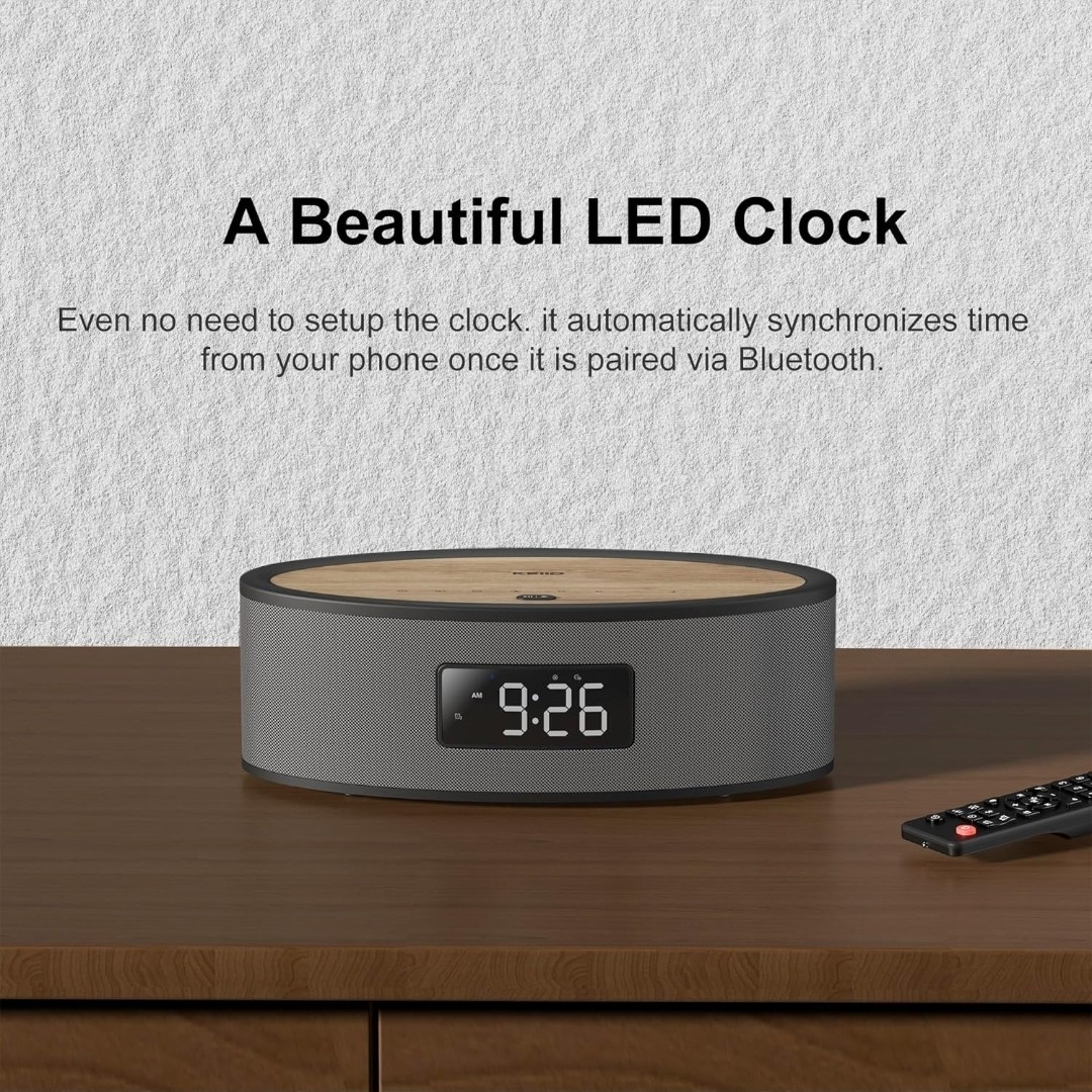 KEiiD KD-B02 Multimedia Speaker For Home Gray With Wood Grain Top NEW/OPEN BOX