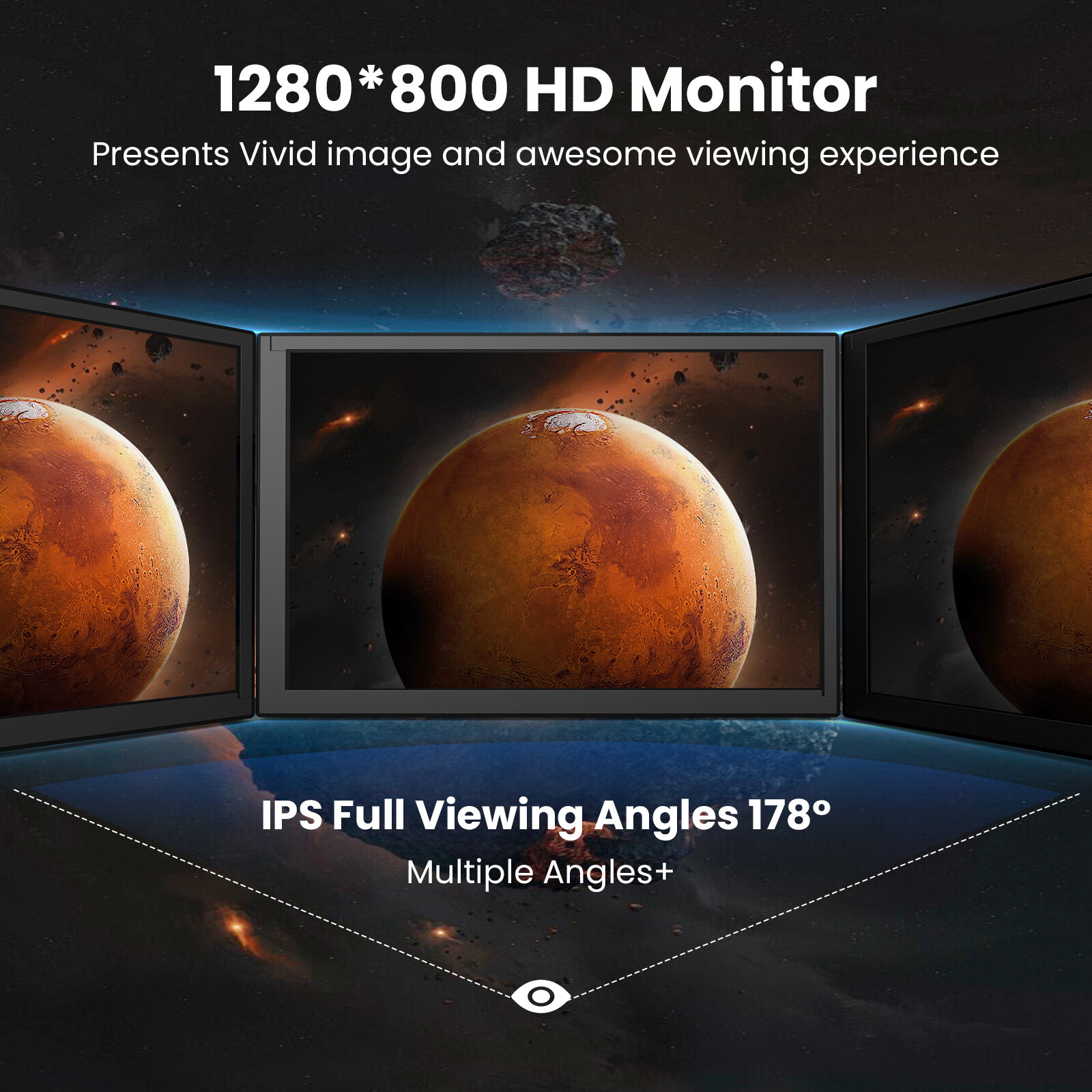 Touchscreen 10.1″ 16:9 Portable Monitor IPS 1280*800 Rechargeable Battery HDMI