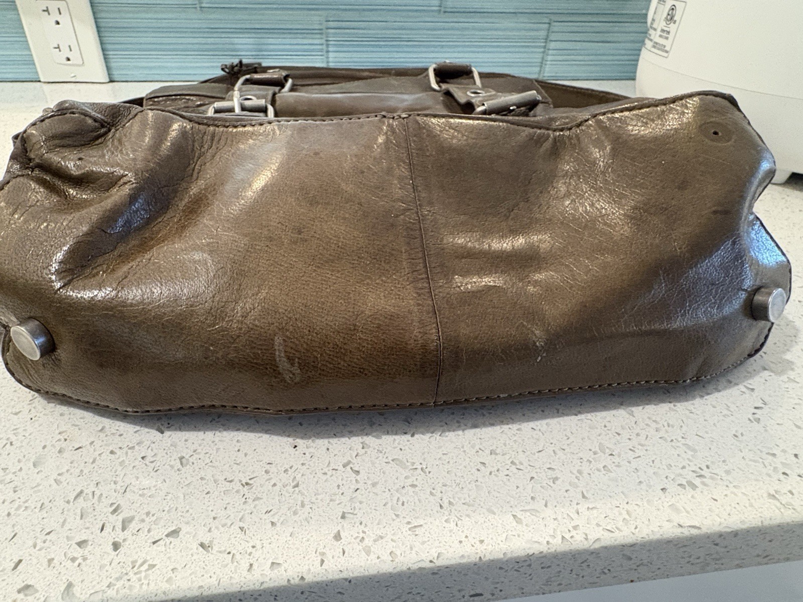 NM 100L Vintage Leather Shoulder Bag Messenger Briefcase Computer Bag Business