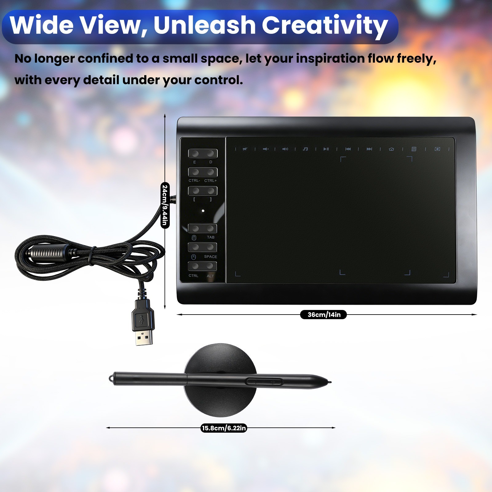 VIN1060 Plus Graphic Drawing Tablets Digital Pen Tablet for Mac, Windows Android
