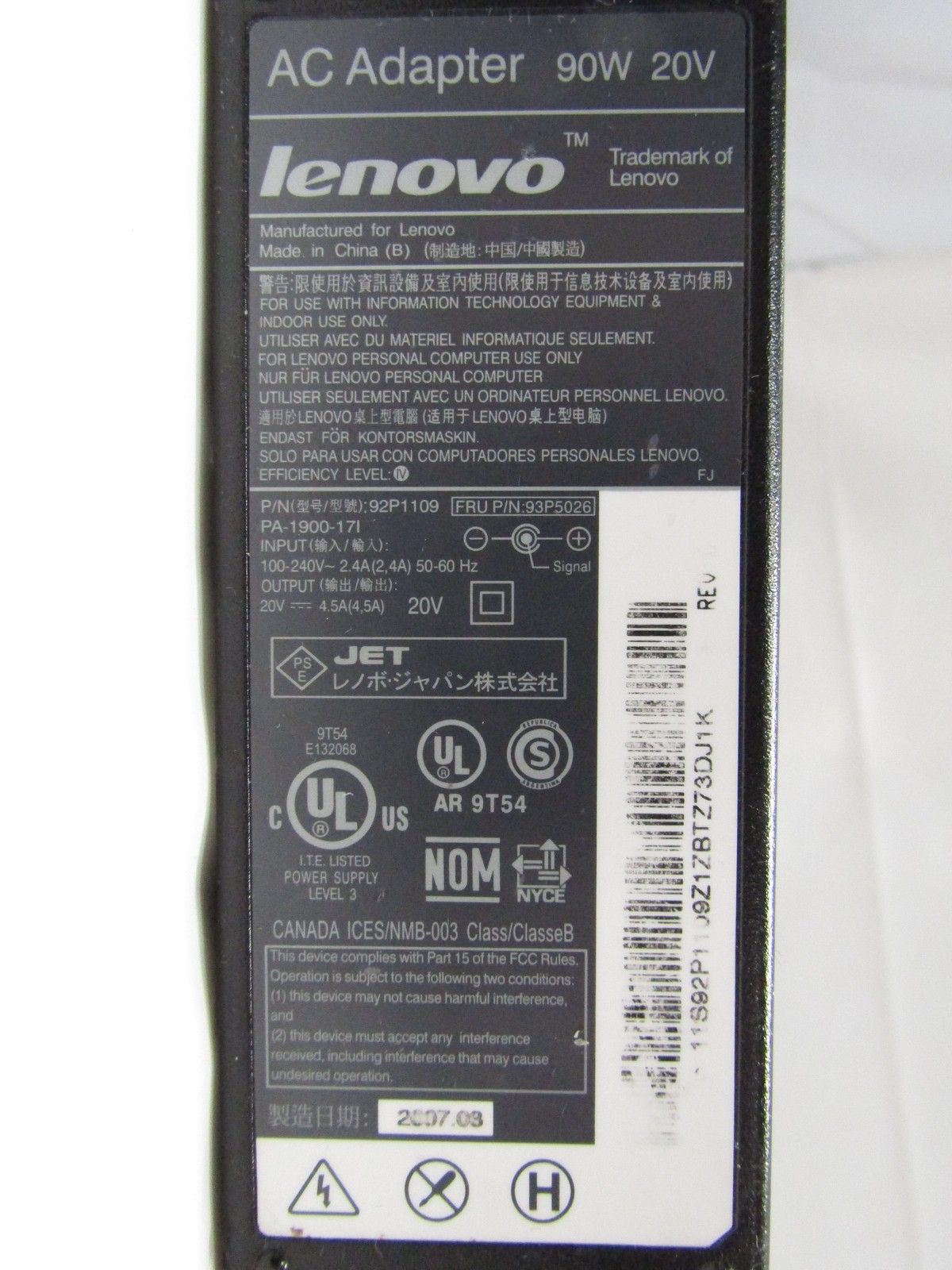 Lot of 31 Genuine OEM Lenovo Mixed Model 90W 20V 4.5A Big Barrel Laptop Charger