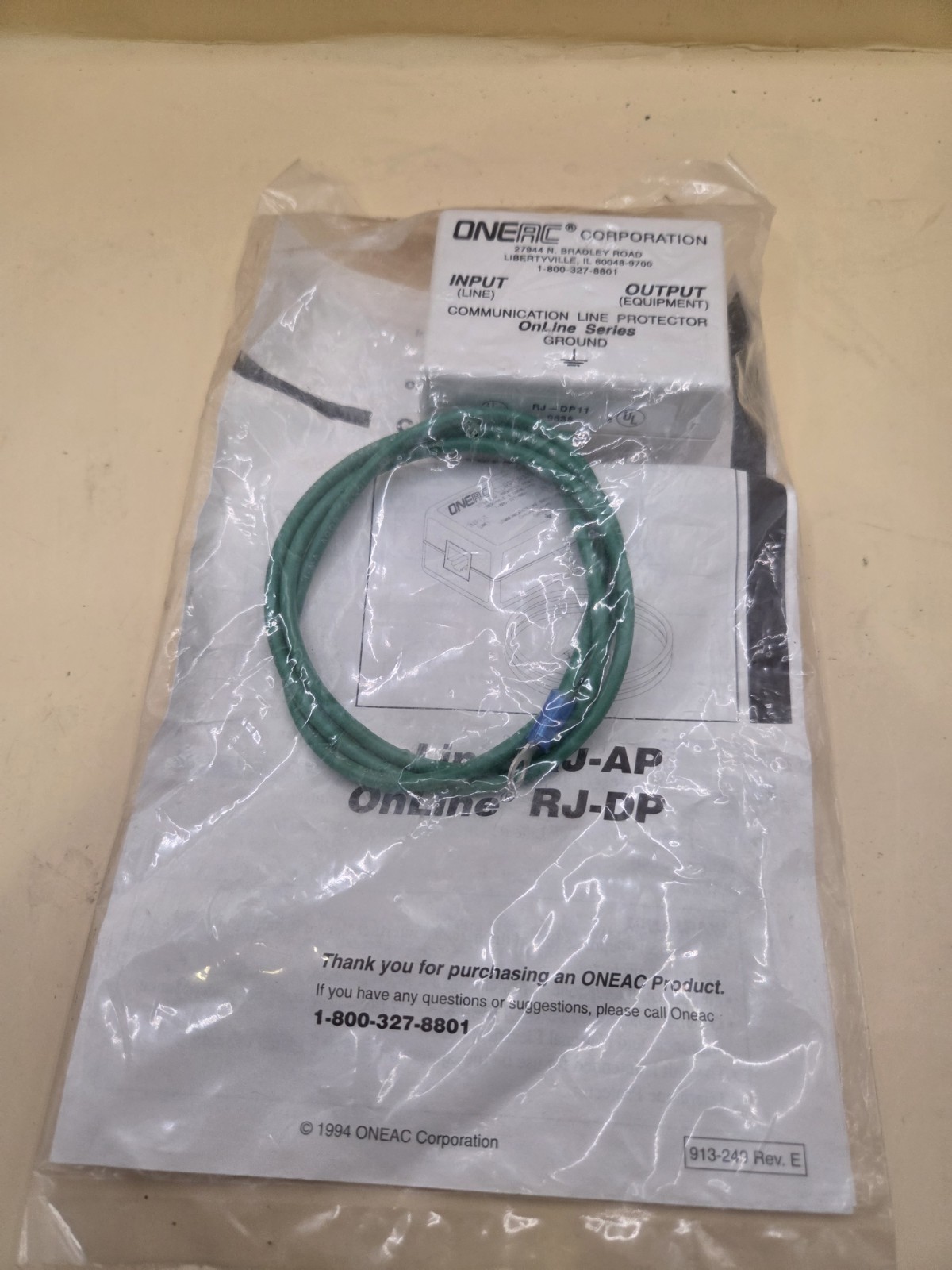 NEW ONEAC RJ-DP11 Telephone Fax Protector, Arrester Device, Audio Telephone