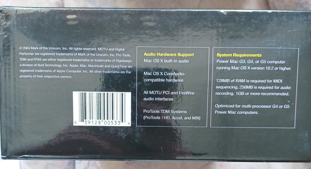 MOTU Digital Performer 4.5 DAW program (Manuals and CD’s in Original Box)