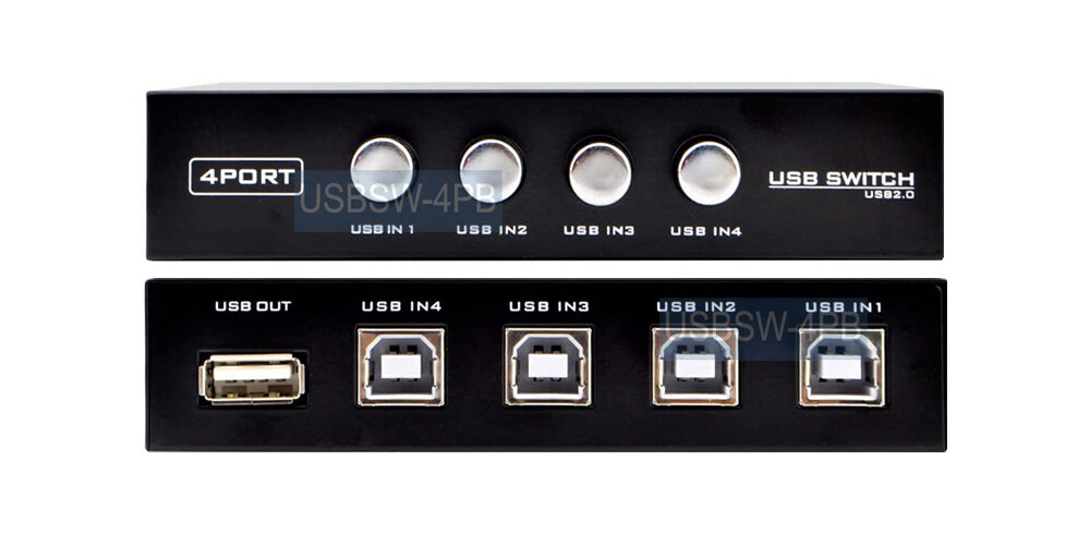 4-Port USB 2.0 Manual Switch – 4 PC To 1 USB Device