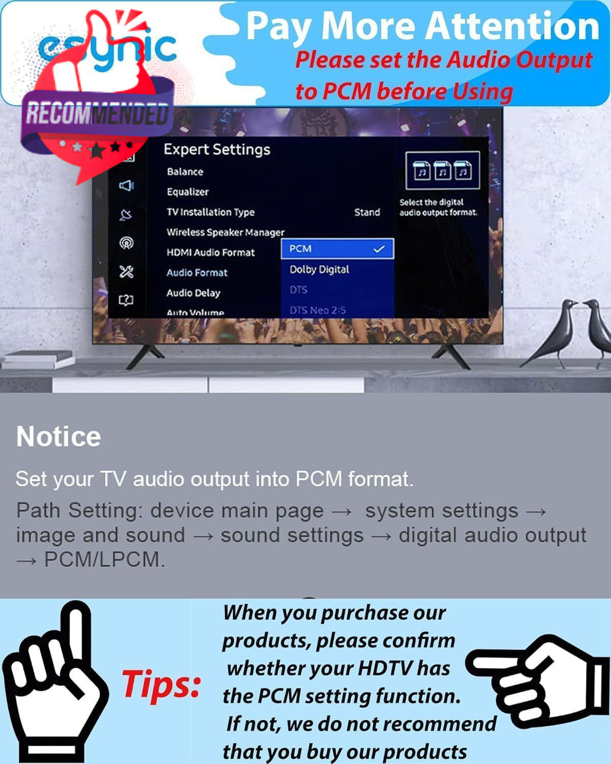 Portable Optical To Rca Adapter-6 Ft Long-built-in Dac Chip-easy To Setup-192khz
