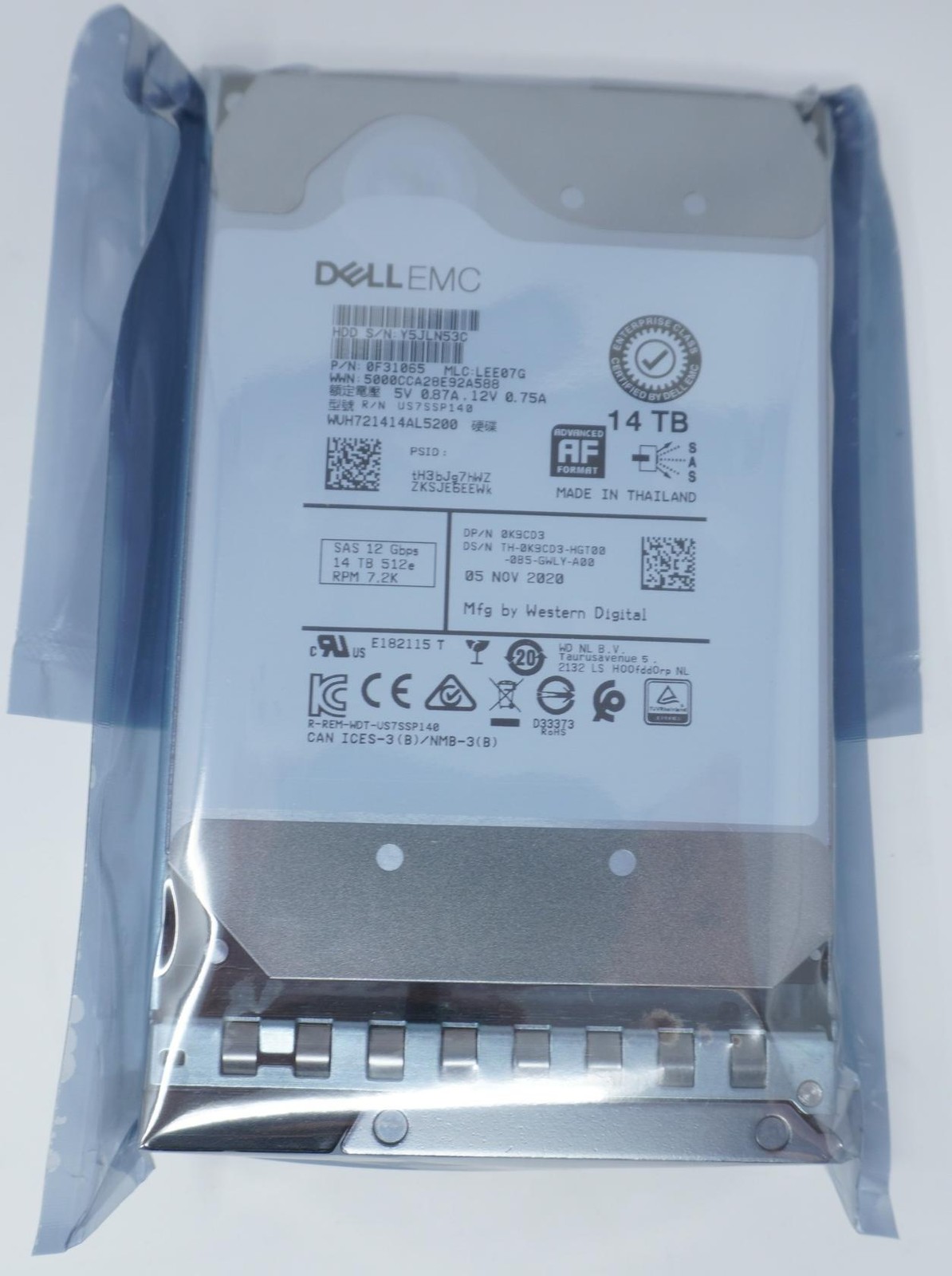 DELL 0K9CD3 14TB 7.2K 512MB SAS-3 3.5” WUH721414AL5200