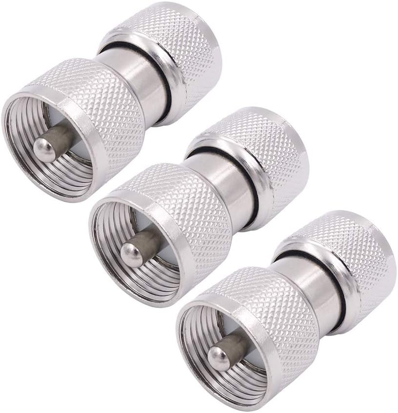 Fancasee PL259 Barrel Connector, Male to Coupler, 3-Pack Silver