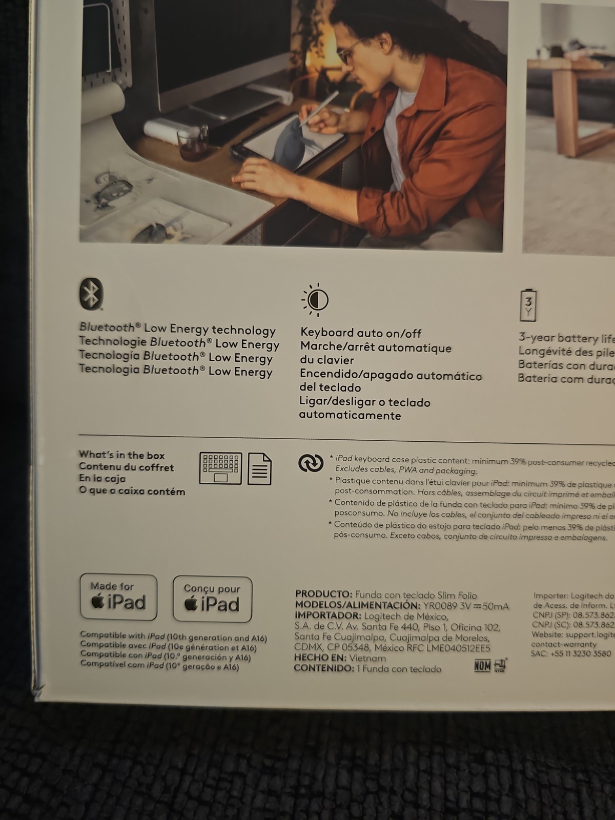 Logitech Slim Folio Keyboard Case for iPad 10th Gen & A16 (920-011368) NEW