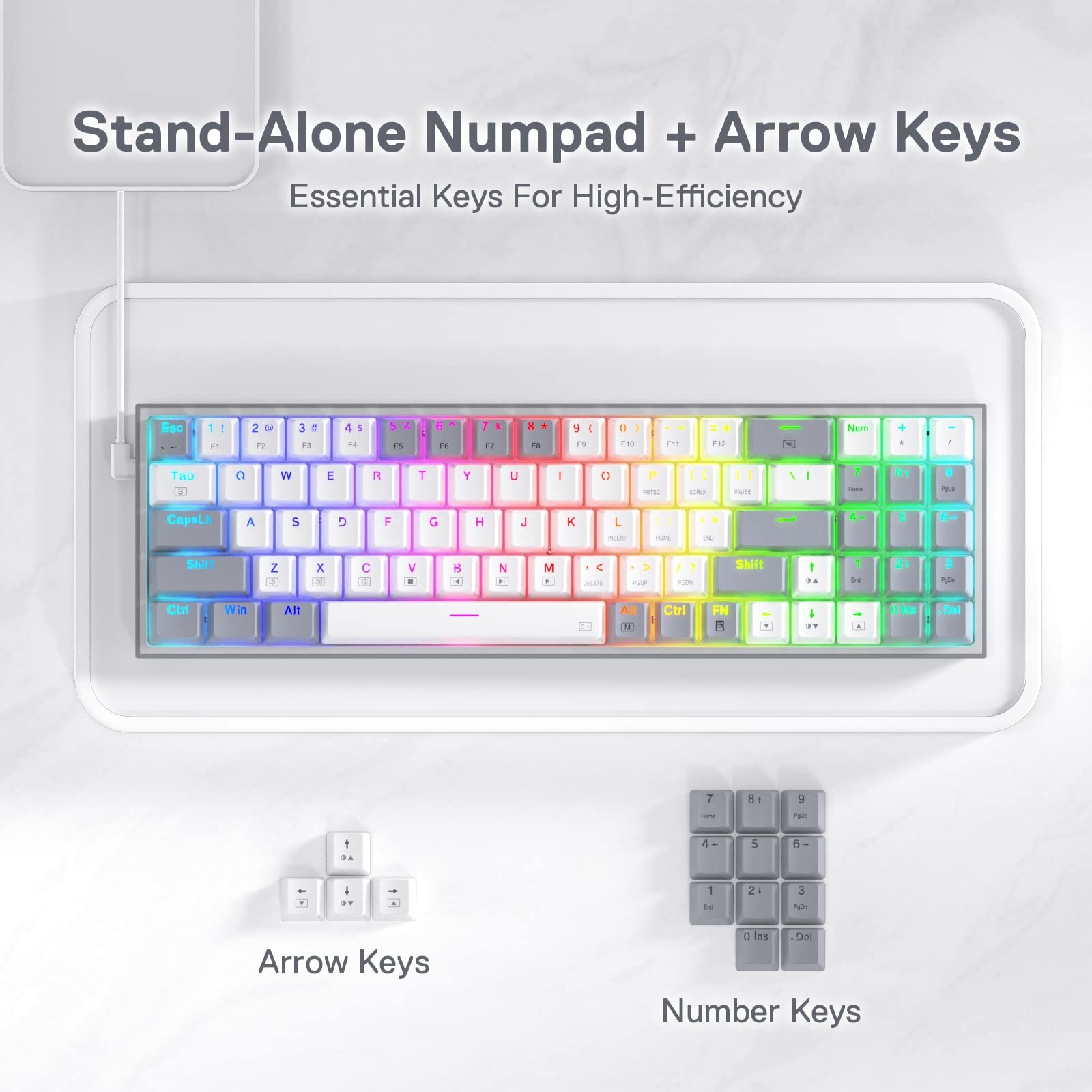 K628 Pollux 75% Wired RGB Gaming Keyboard, 78 Keys Compact Mechanical Keyboar…
