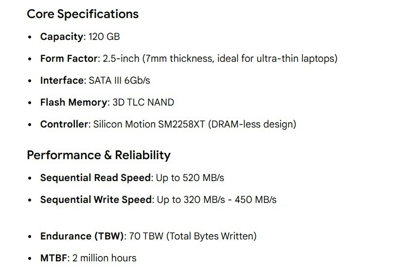 ADATA Ultimate SU650 120GB SSD 2.5″ SATA3 (ASU650SS-120GT)