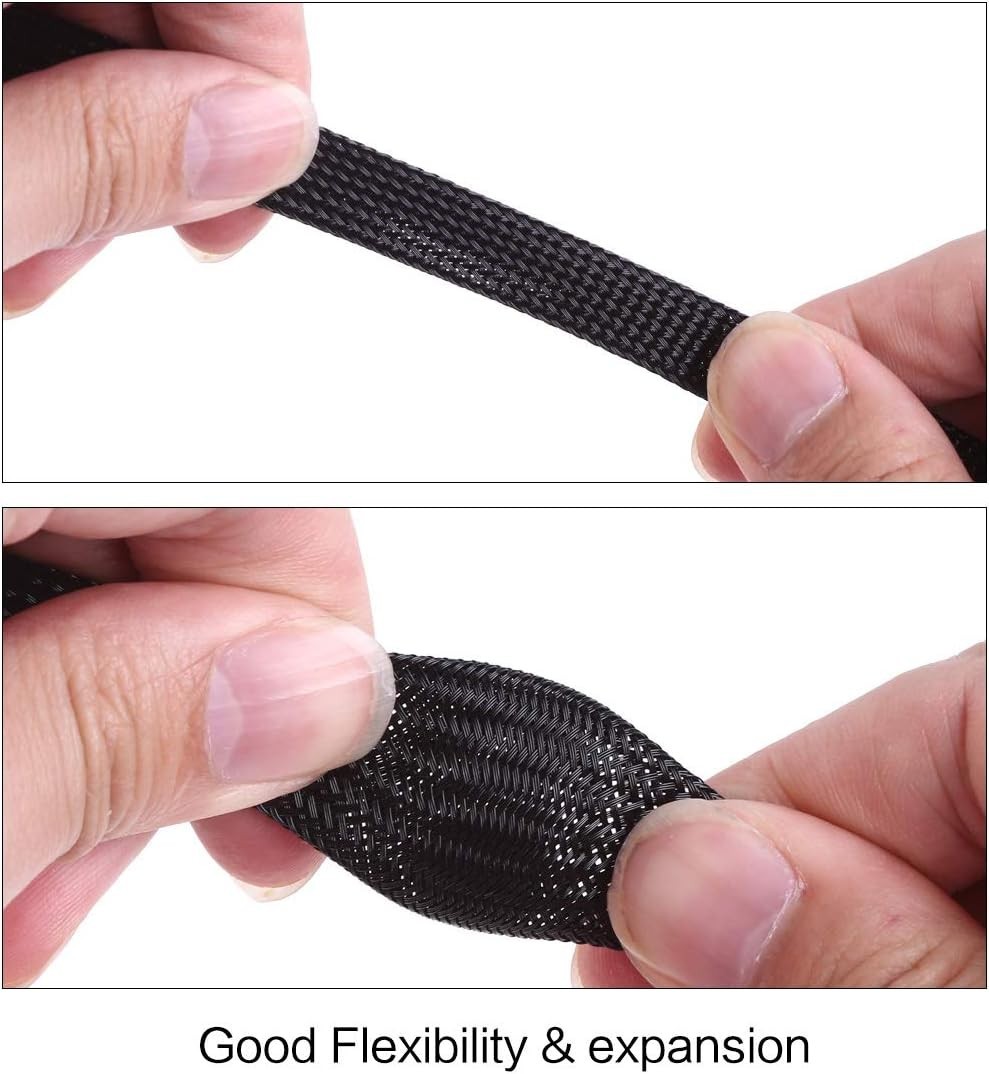 “100ft Braided Split Sleeving Wire Loom Tubing Cable Sleeve Cord Protector “