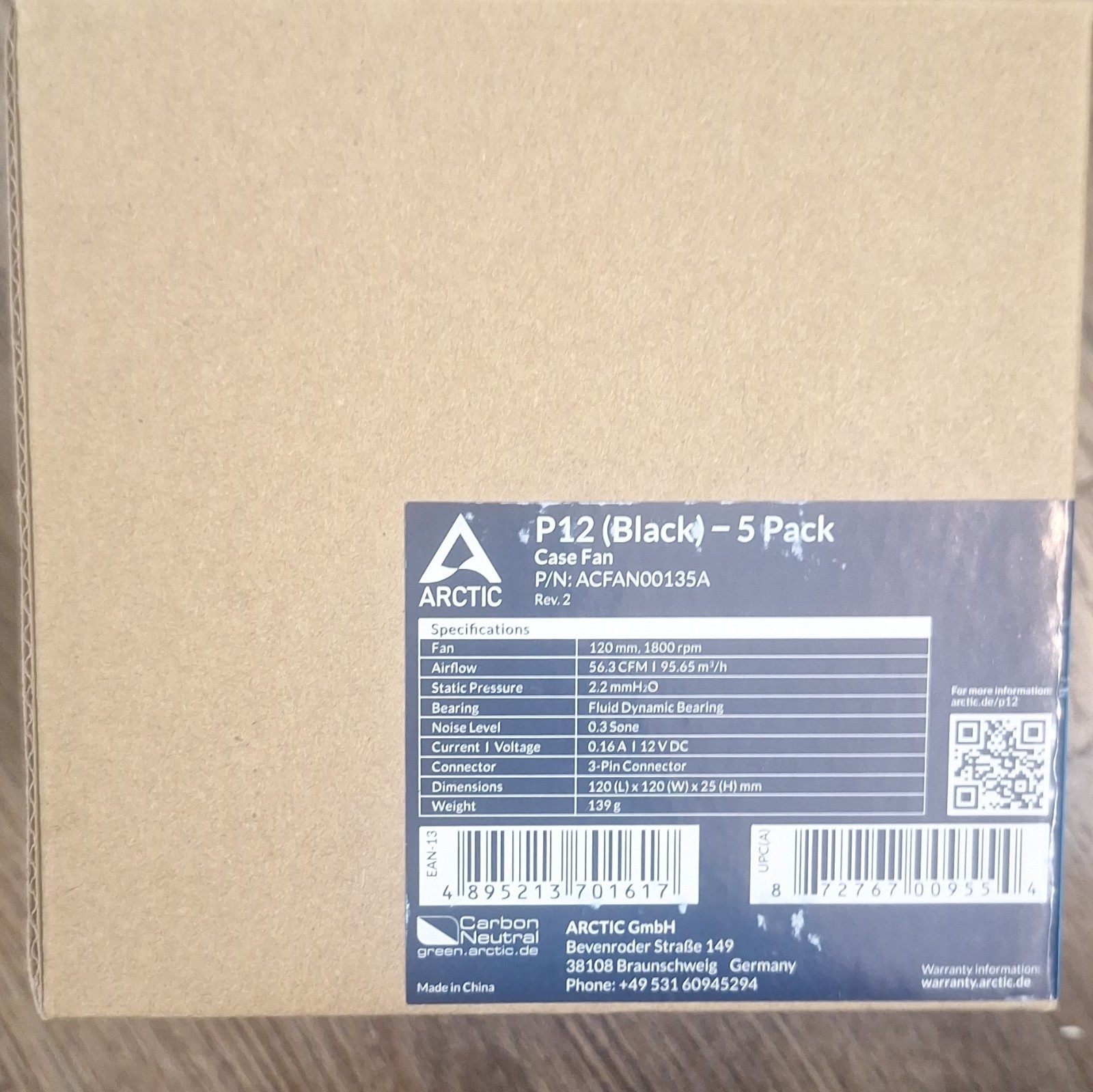 ARCTIC P12 (Black) 5 Pack 120 mm Case Fan