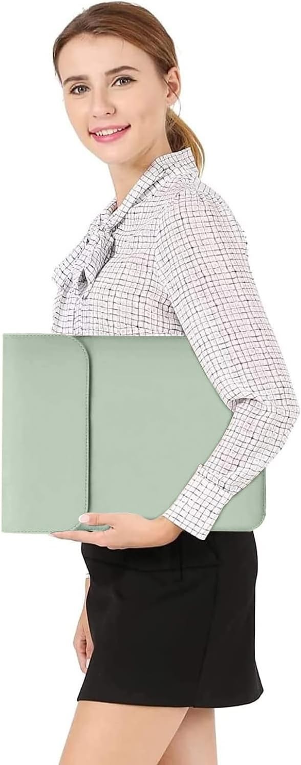 13-13.3 Inch Laptop Sleeve Case for MacBook Neo 13, Faux Suede Leather, Mint Gre