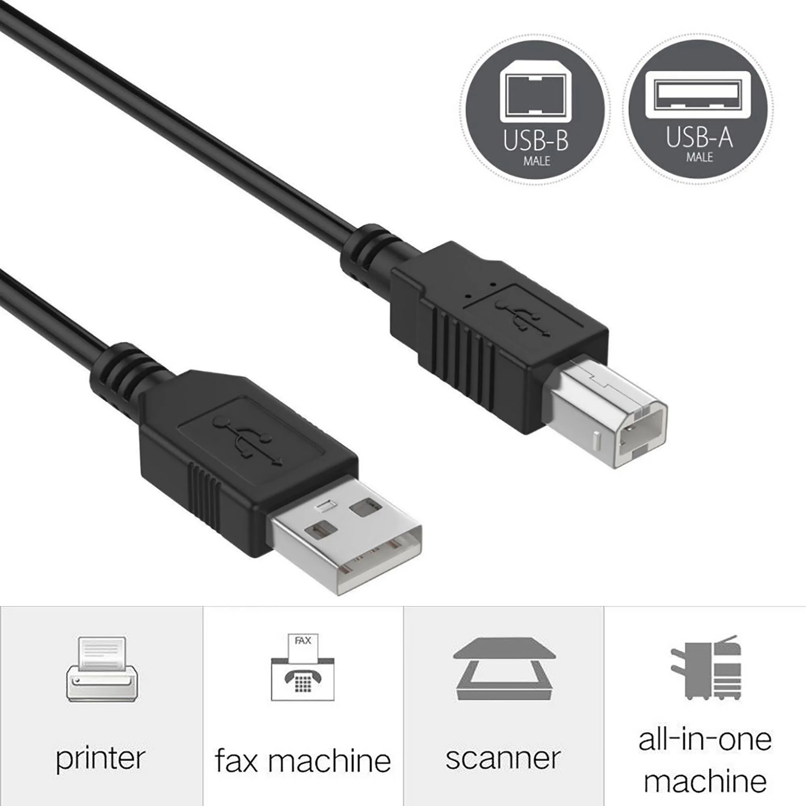 NEW USB 2.0 A TO B High Speed Printer Scanner Premium Cable Cord 1.5m Lot